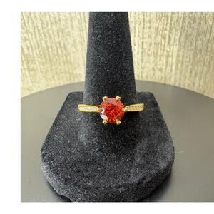 1ct Garnet Moissanite Fidget Spinner Ring, Vermeil over 925